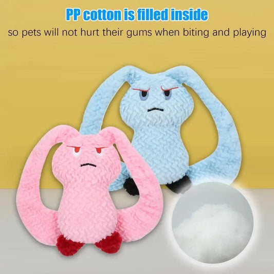 KFX-4931389 Plush Bunny Dog Teething Toy for Medium Small Puppies - Squeaky Chewable Stuffed Animal