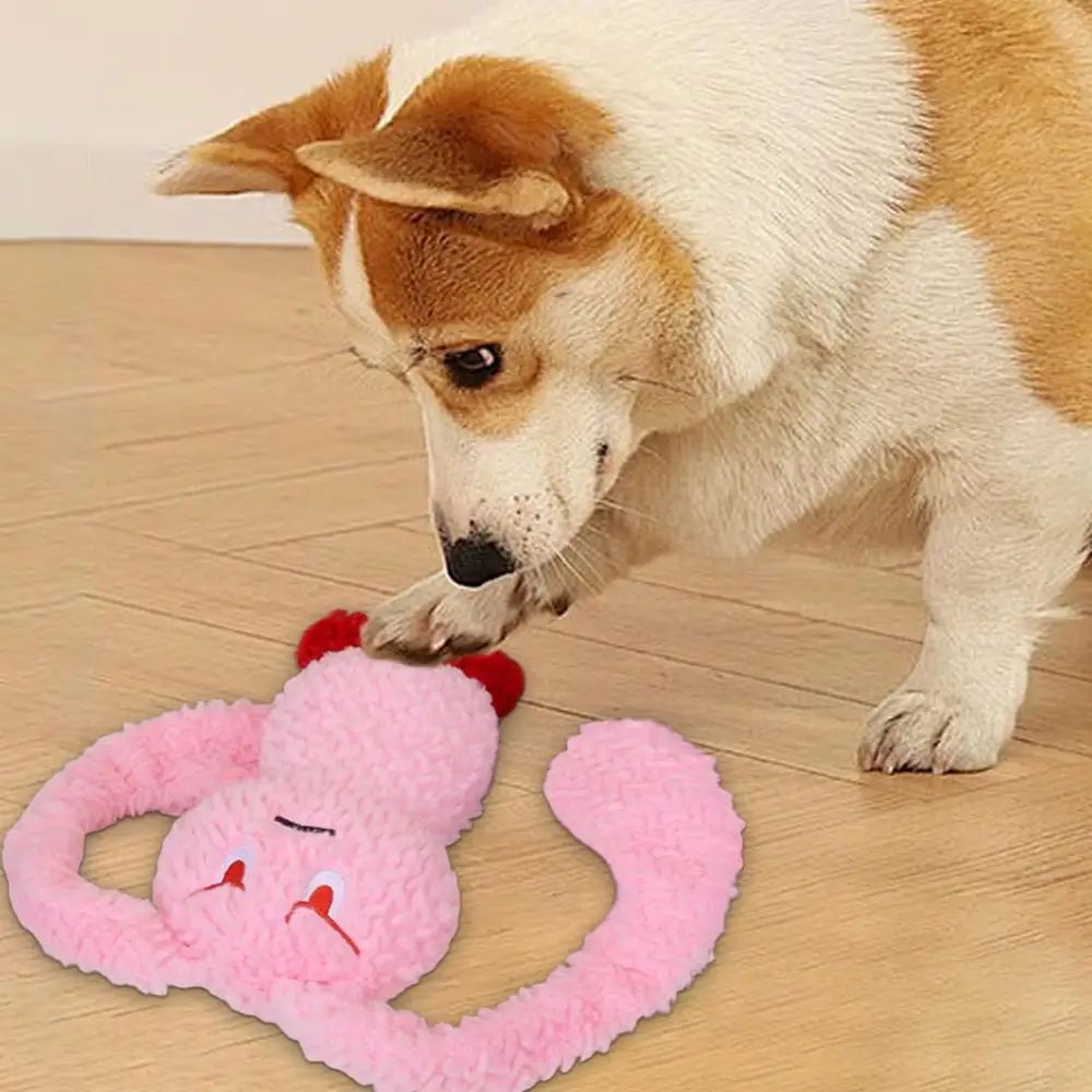 KFX-4931389 Plush Bunny Dog Teething Toy for Medium Small Puppies - Squeaky Chewable Stuffed Animal