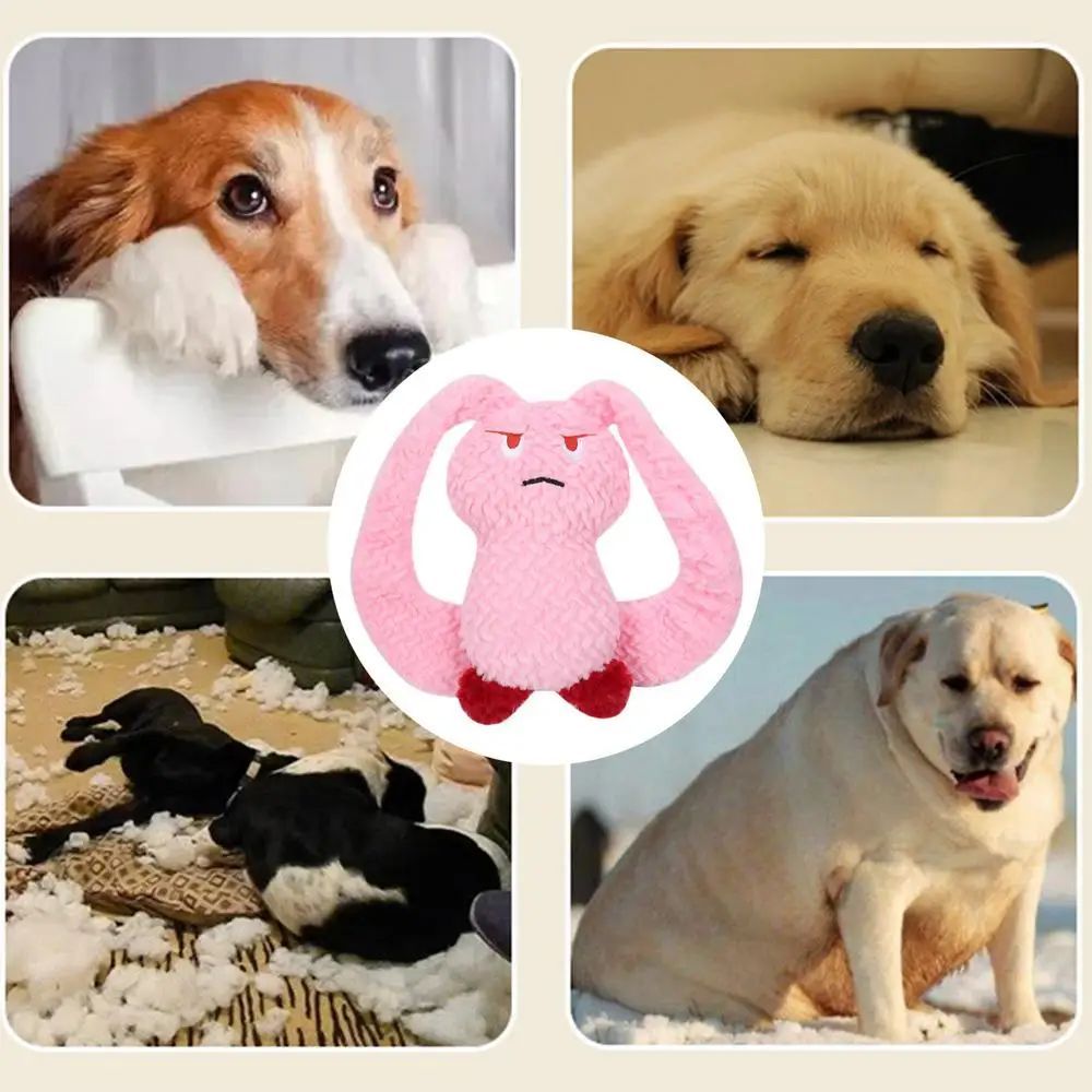 KFX-4931389 Plush Bunny Dog Teething Toy for Medium Small Puppies - Squeaky Chewable Stuffed Animal