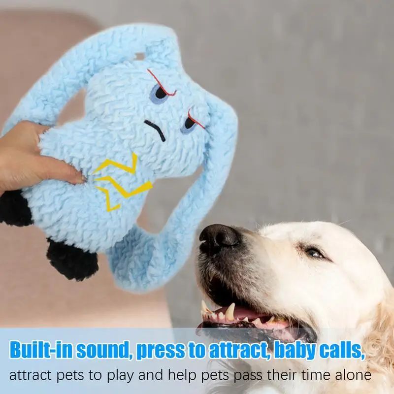 KFX-4931389 Plush Bunny Dog Teething Toy for Medium Small Puppies - Squeaky Chewable Stuffed Animal