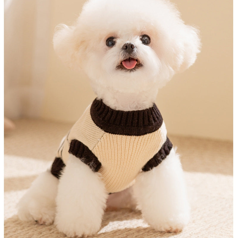KFX-4936253 Warm Knit Dog Sweater with Monster Pattern for Small to Medium Pets - Cozy and Breathable Cardigan for Fall and Winter