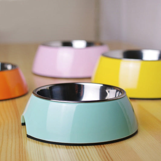 KFX-4937661 Melamine and Stainless Steel Pet Bowl - Multiple Sizes and Colors Available