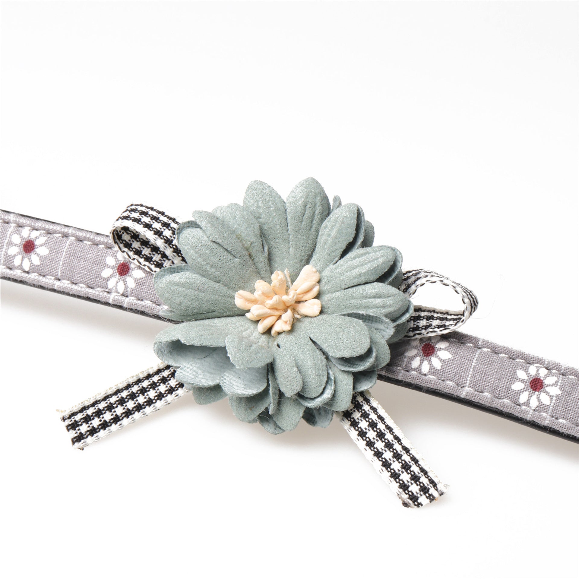 KFX-4945213 Adjustable PU Dog and Cat Collar - Pink and Gray Options, Lengths from 22-43CM