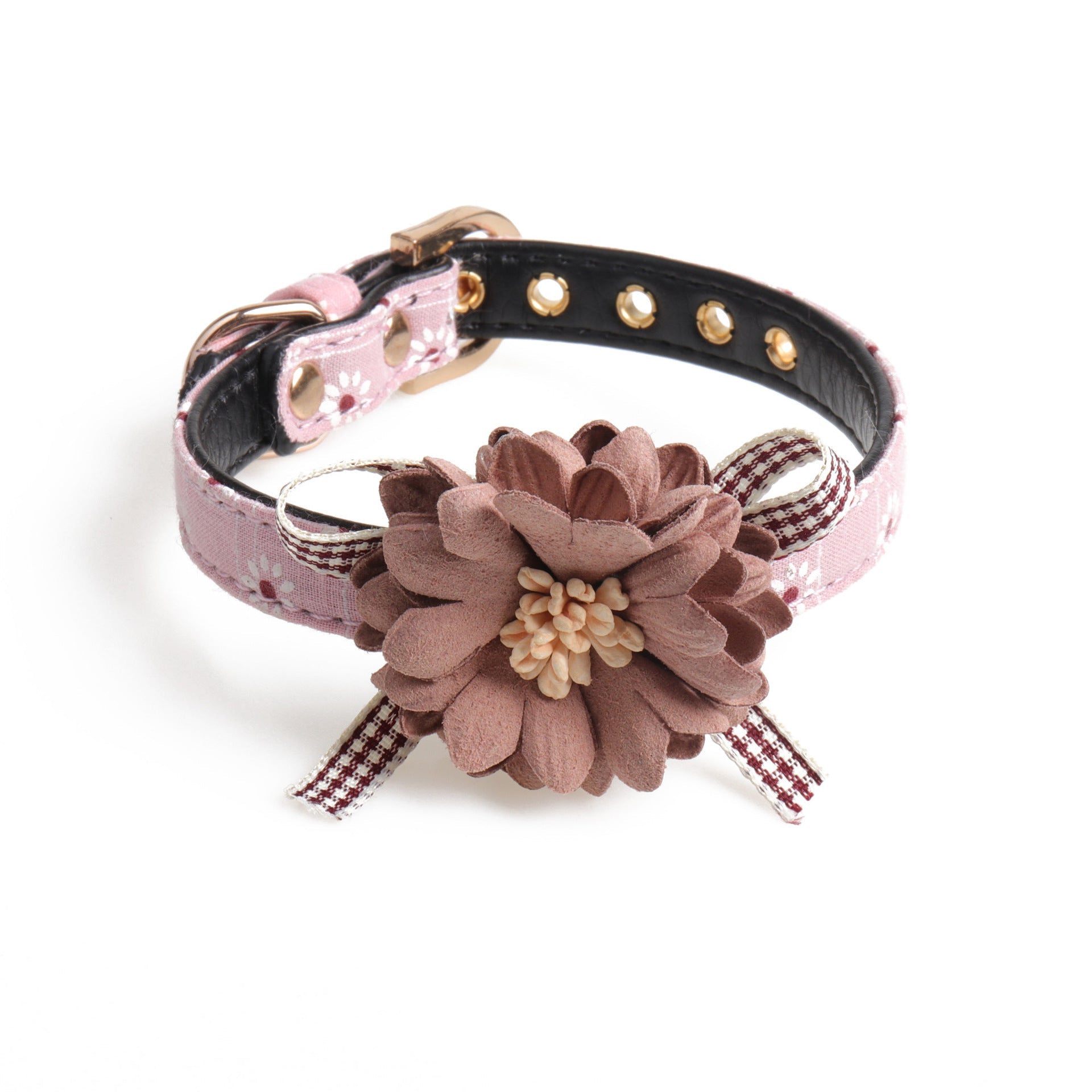 KFX-4945213 Adjustable PU Dog and Cat Collar - Pink and Gray Options, Lengths from 22-43CM