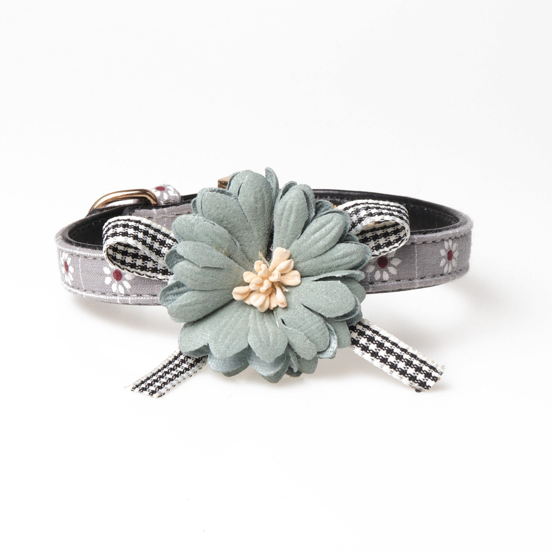 KFX-4945213 Adjustable PU Dog and Cat Collar - Pink and Gray Options, Lengths from 22-43CM
