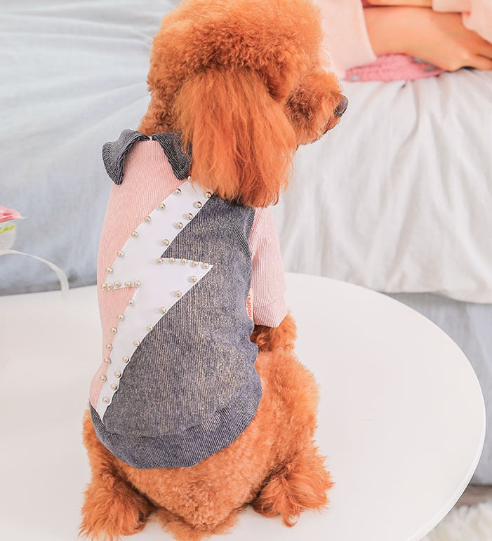 KFX-4945597 Cute Cotton Coat for Small Dogs - Three-Color Stitching, Sizes XS to XXL