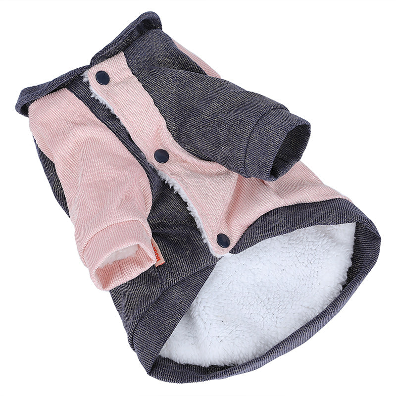 KFX-4945597 Cute Cotton Coat for Small Dogs - Three-Color Stitching, Sizes XS to XXL