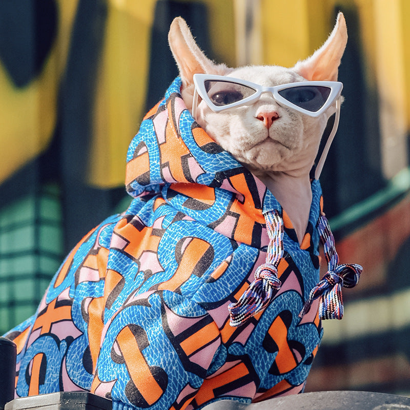 KFX-4948285 Stylish Blue Sweater for Dogs and Hairless Cats - Sizes XXS to XXL, Made of Polyester