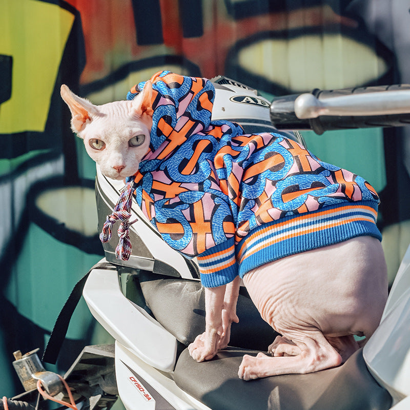 KFX-4948285 Stylish Blue Sweater for Dogs and Hairless Cats - Sizes XXS to XXL, Made of Polyester