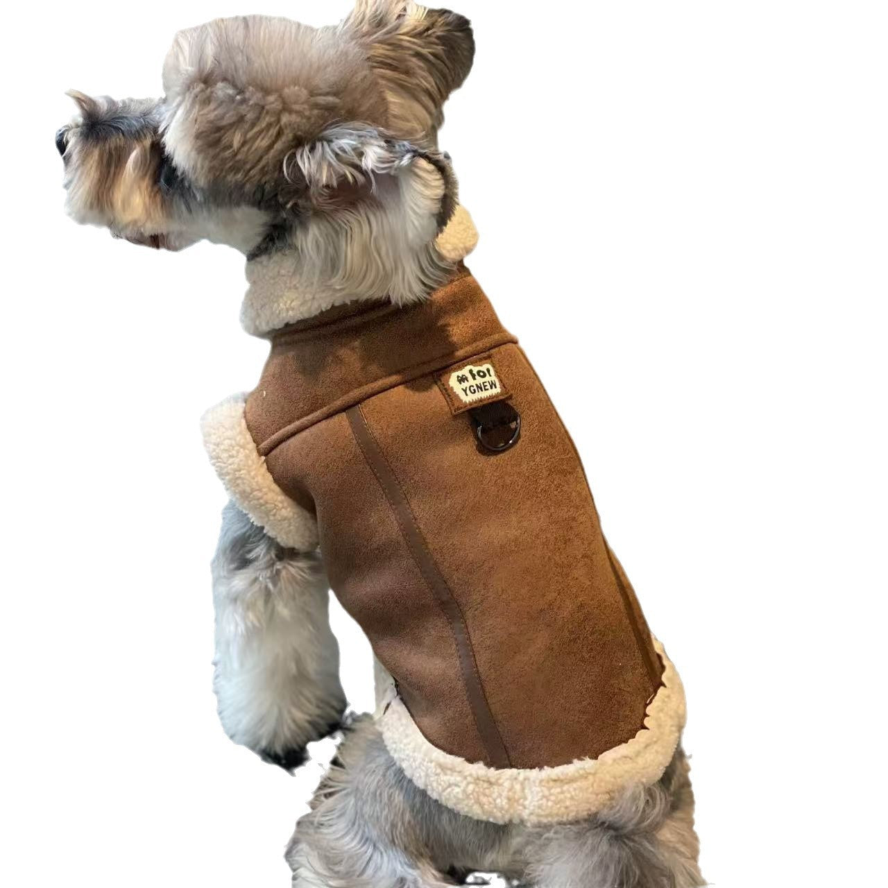 KFX-4948797 Fleece Lined Dog Coat in Chinese Parasol Color – Soft Peach Skin Fabric with Lamb Wool Vest
