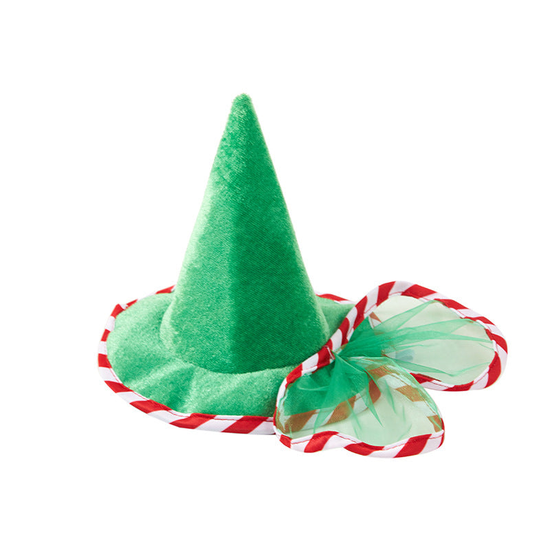 KFX-4950589 Cute Green Gauze Skirt and Hat Outfit for Dogs - Holiday Pet Clothing