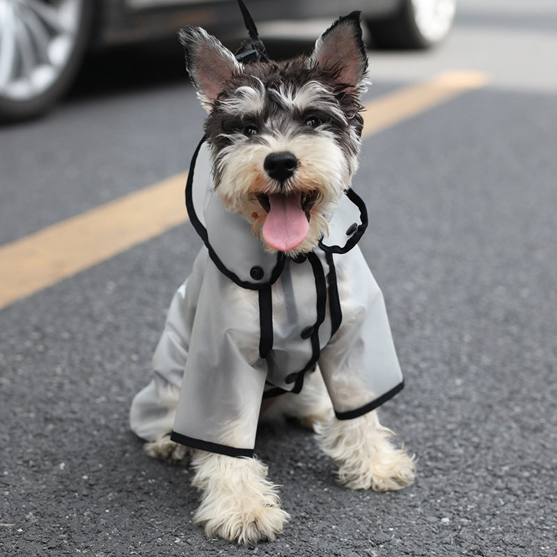 KFX-4951357 Waterproof Four-Legged Dog Raincoat for Small to Medium Pets, Clear White and Black Options