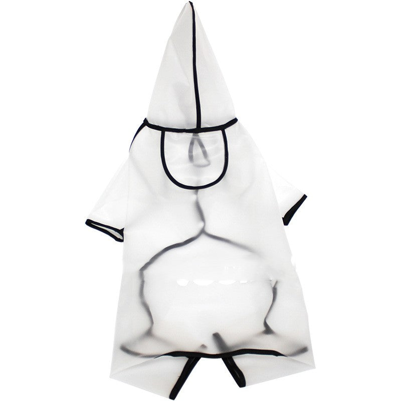 KFX-4951357 Waterproof Four-Legged Dog Raincoat for Small to Medium Pets, Clear White and Black Options