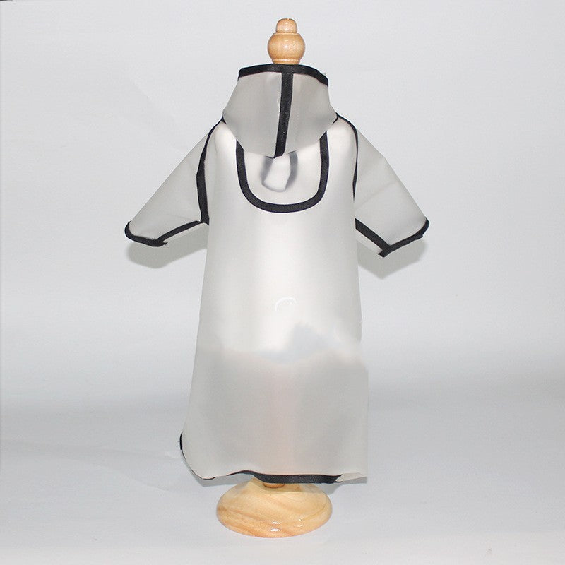 KFX-4951357 Waterproof Four-Legged Dog Raincoat for Small to Medium Pets, Clear White and Black Options