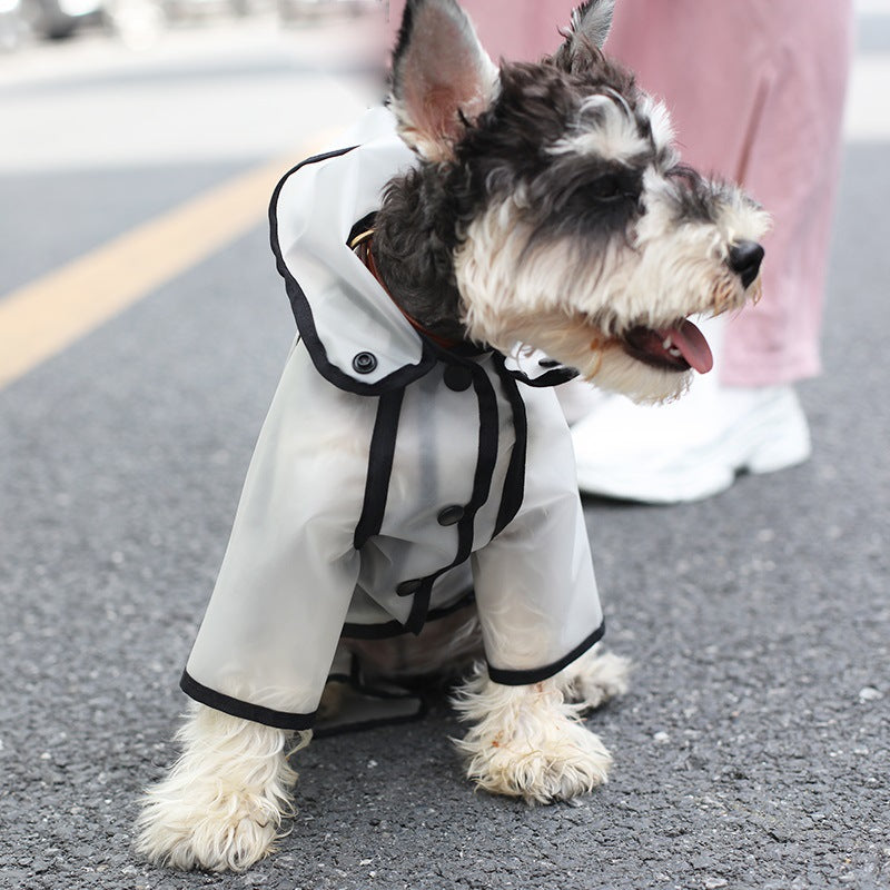 KFX-4951357 Waterproof Four-Legged Dog Raincoat for Small to Medium Pets, Clear White and Black Options