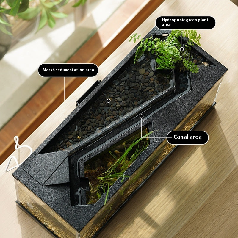 KFX-4952253 Integrated Lazy Aquarium with Acrylic Filter, Water Pump, Lamp, Heating Mat, and External Light