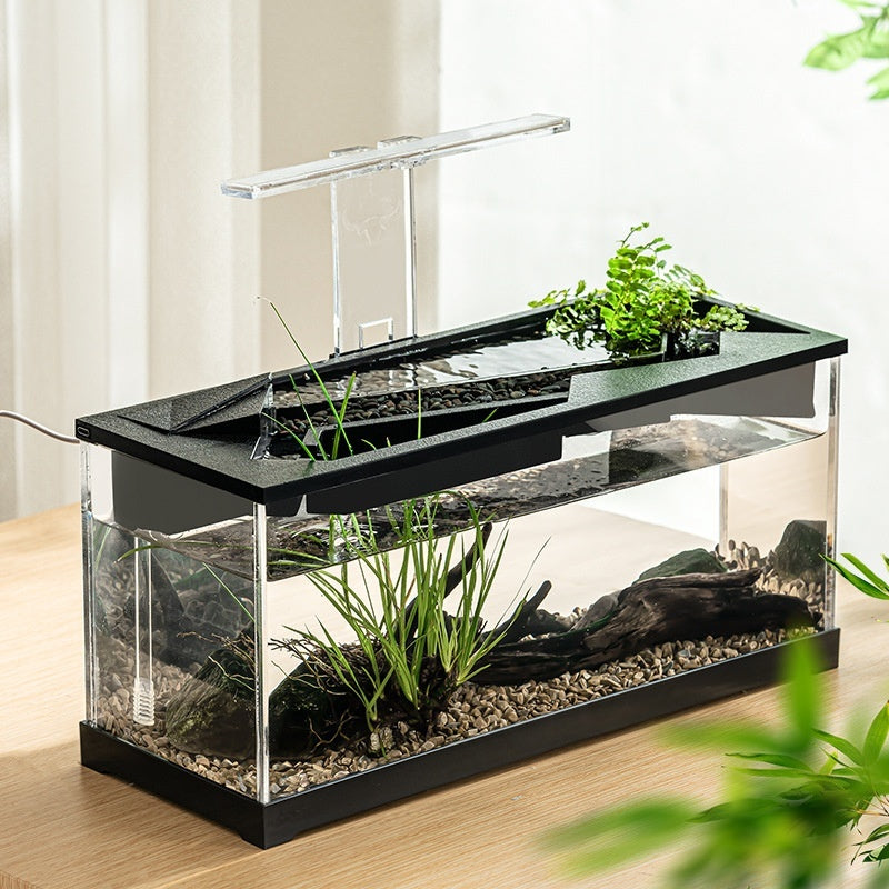 KFX-4952253 Integrated Lazy Aquarium with Acrylic Filter, Water Pump, Lamp, Heating Mat, and External Light