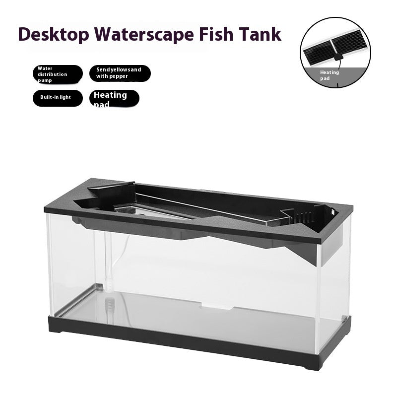 KFX-4952253 Integrated Lazy Aquarium with Acrylic Filter, Water Pump, Lamp, Heating Mat, and External Light
