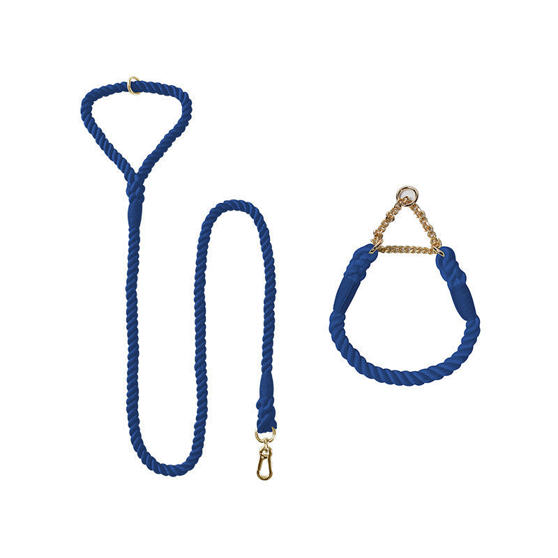 KFX-4952765 Woven Cotton Dog Leash and Collar Set in Vibrant Colors