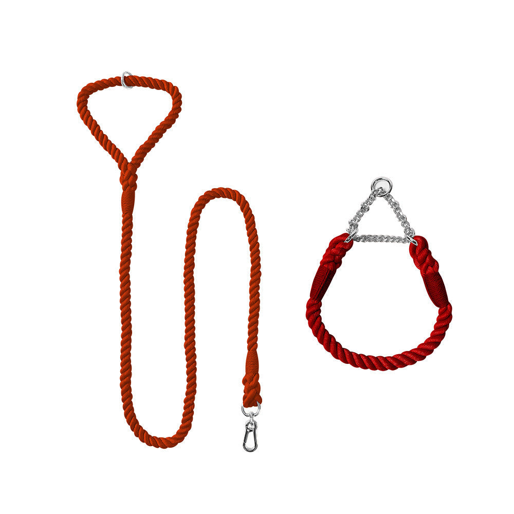 KFX-4952765 Woven Cotton Dog Leash and Collar Set in Vibrant Colors