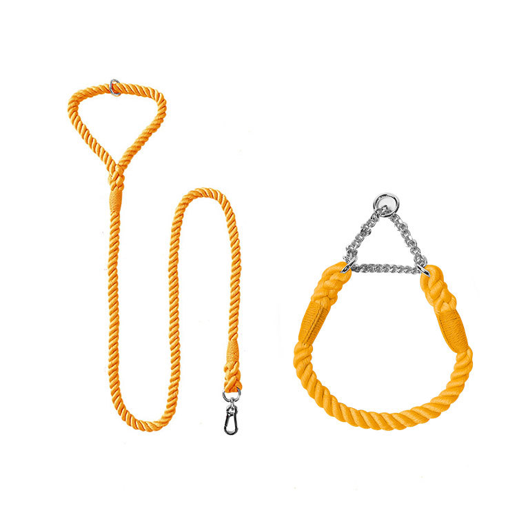 KFX-4952765 Woven Cotton Dog Leash and Collar Set in Vibrant Colors