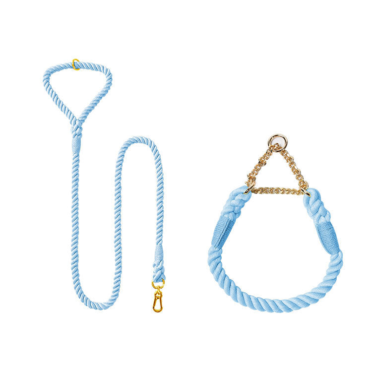 KFX-4952765 Woven Cotton Dog Leash and Collar Set in Vibrant Colors