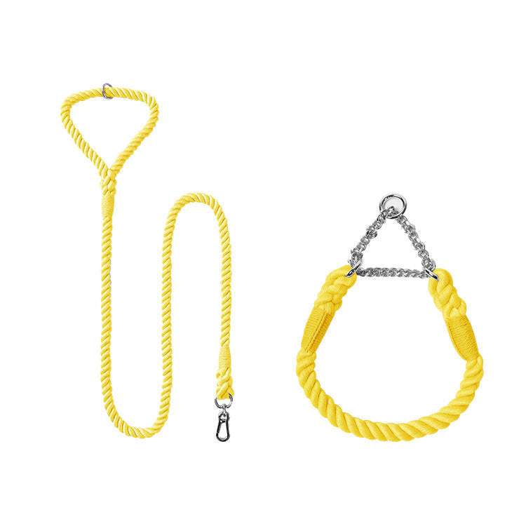 KFX-4952765 Woven Cotton Dog Leash and Collar Set in Vibrant Colors
