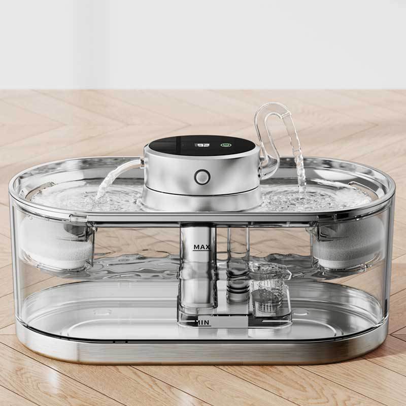 KFX-4954813 Rechargeable Stainless Steel Pet Water Dispenser with Wireless Temperature Control for Dogs and Cats