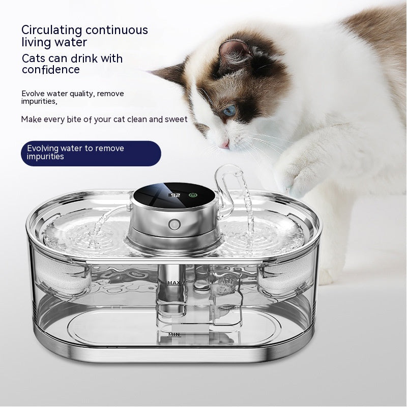 KFX-4954813 Rechargeable Stainless Steel Pet Water Dispenser with Wireless Temperature Control for Dogs and Cats