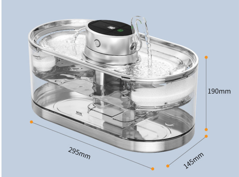 KFX-4954813 Rechargeable Stainless Steel Pet Water Dispenser with Wireless Temperature Control for Dogs and Cats