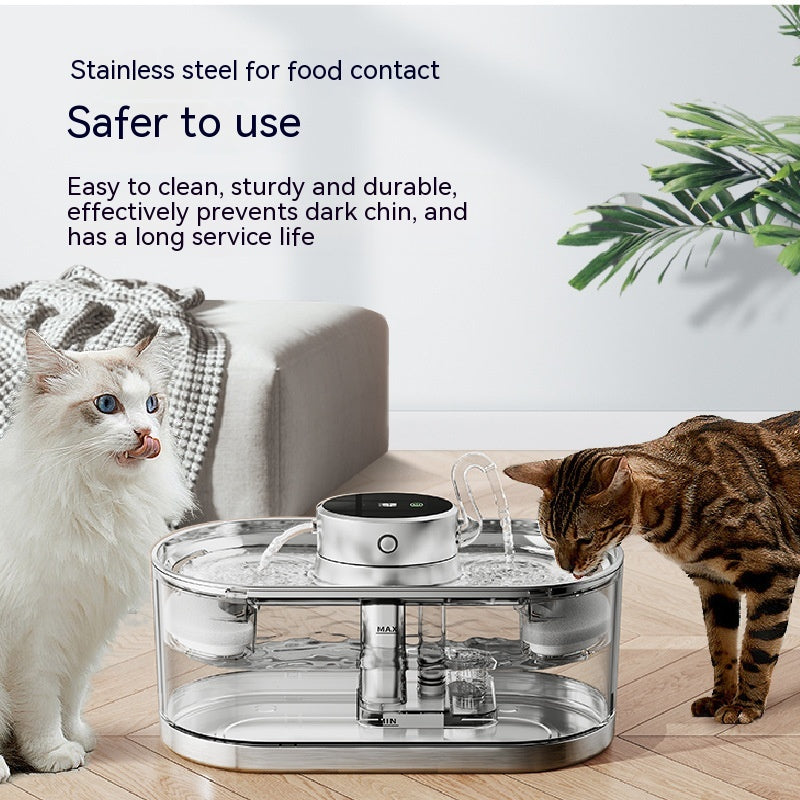 KFX-4954813 Rechargeable Stainless Steel Pet Water Dispenser with Wireless Temperature Control for Dogs and Cats