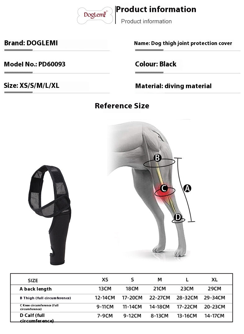 KFX-4955581 Pet Joint Protector for Dogs - Postoperative Knee Pad with Auxiliary Strap - Available in Multiple Sizes