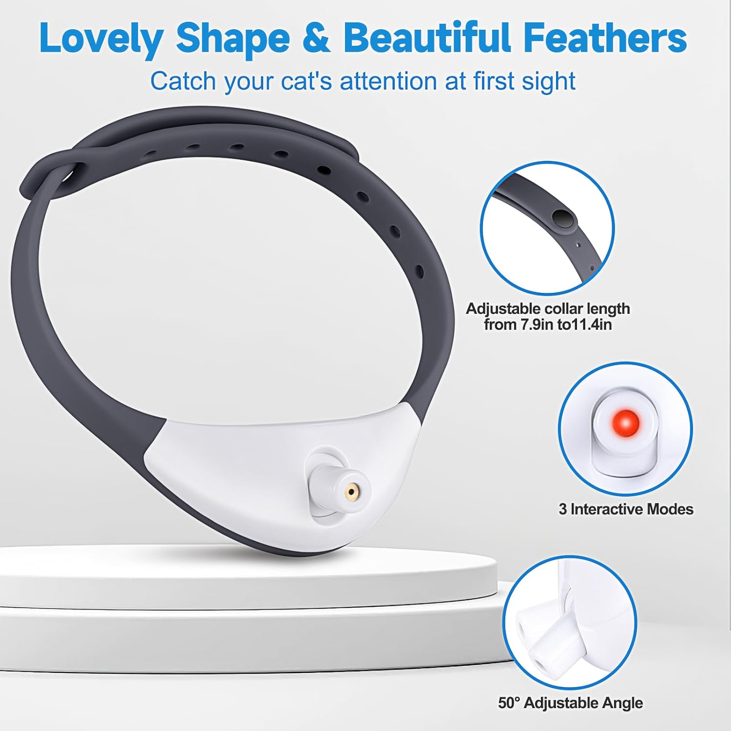 KFX-4956221 Automatic LED Interactive Cat Collar Toy - USB Rechargeable, Hands-Free Fun for Indoor Cats