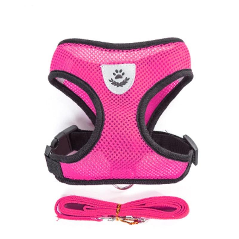 KFX-4958013 Adjustable Dog Chest Harness and Traction Rope, Breathable Mesh, Sizes S-XL