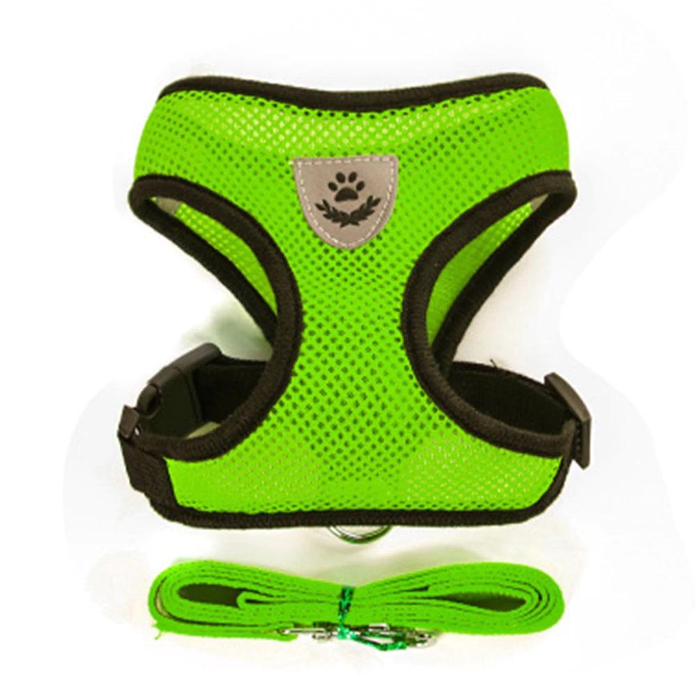 KFX-4958013 Adjustable Dog Chest Harness and Traction Rope, Breathable Mesh, Sizes S-XL