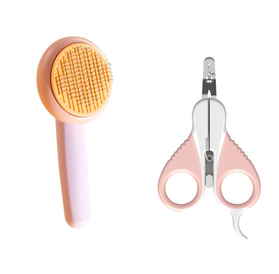 KFX-4960317 Self-Cleaning Pet Comb with Massage Beads for Dog and Cat Hair Removal