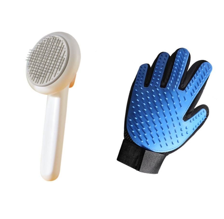 KFX-4960317 Self-Cleaning Pet Comb with Massage Beads for Dog and Cat Hair Removal