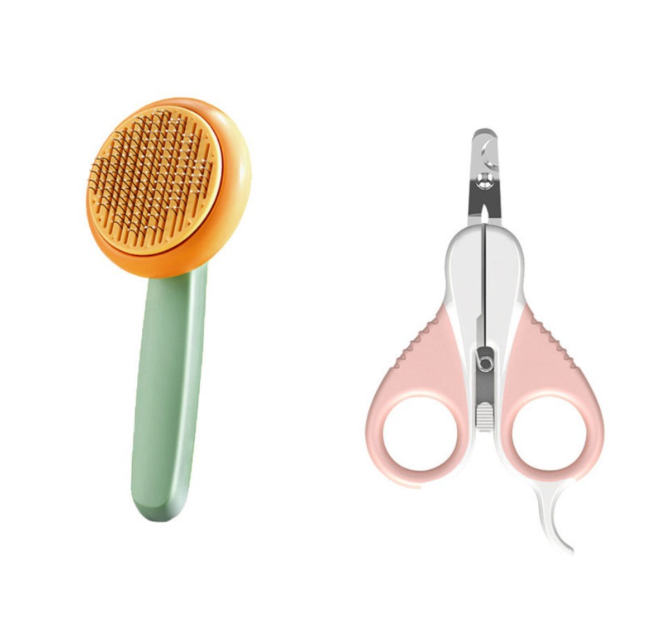 KFX-4960317 Self-Cleaning Pet Comb with Massage Beads for Dog and Cat Hair Removal