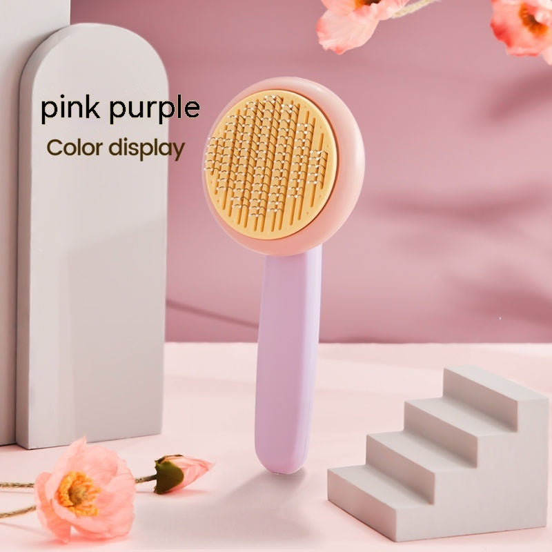 KFX-4960317 Self-Cleaning Pet Comb with Massage Beads for Dog and Cat Hair Removal