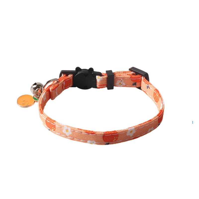 KFX-4960701 Fruit Blossom Series Cat Collar in Various Colors and Patterns, Peach Skin Fabric, 1x28cm