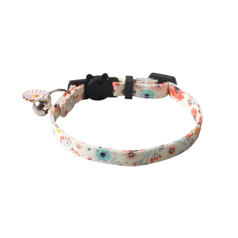 KFX-4960701 Fruit Blossom Series Cat Collar in Various Colors and Patterns, Peach Skin Fabric, 1x28cm