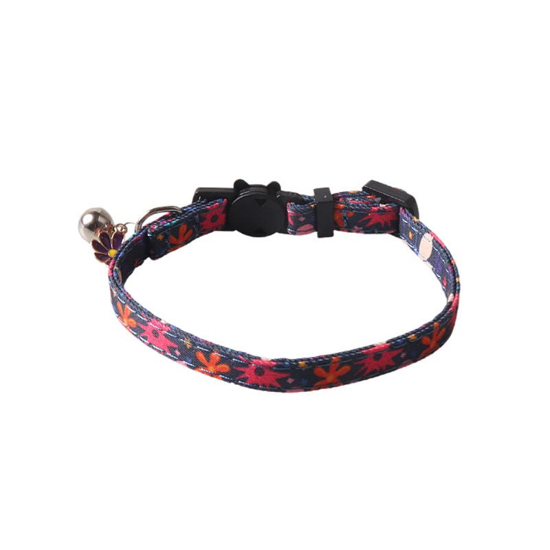 KFX-4960701 Fruit Blossom Series Cat Collar in Various Colors and Patterns, Peach Skin Fabric, 1x28cm