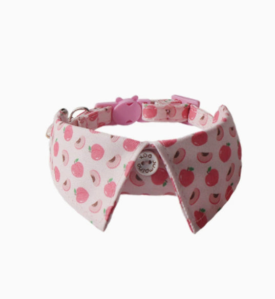 KFX-4960701 Fruit Blossom Series Cat Collar in Various Colors and Patterns, Peach Skin Fabric, 1x28cm