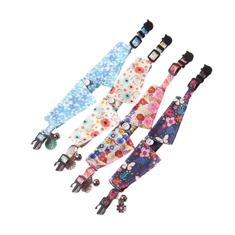 KFX-4960701 Fruit Blossom Series Cat Collar in Various Colors and Patterns, Peach Skin Fabric, 1x28cm