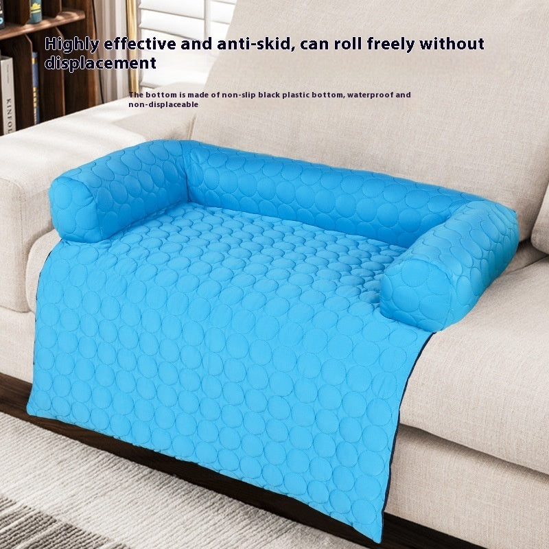 KFX-4963133 Comfortable Blue Ice Silk Dog Bed for All Seasons - Sizes S, XL, 2XL