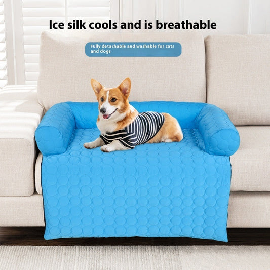 KFX-4963133 Comfortable Blue Ice Silk Dog Bed for All Seasons - Sizes S, XL, 2XL