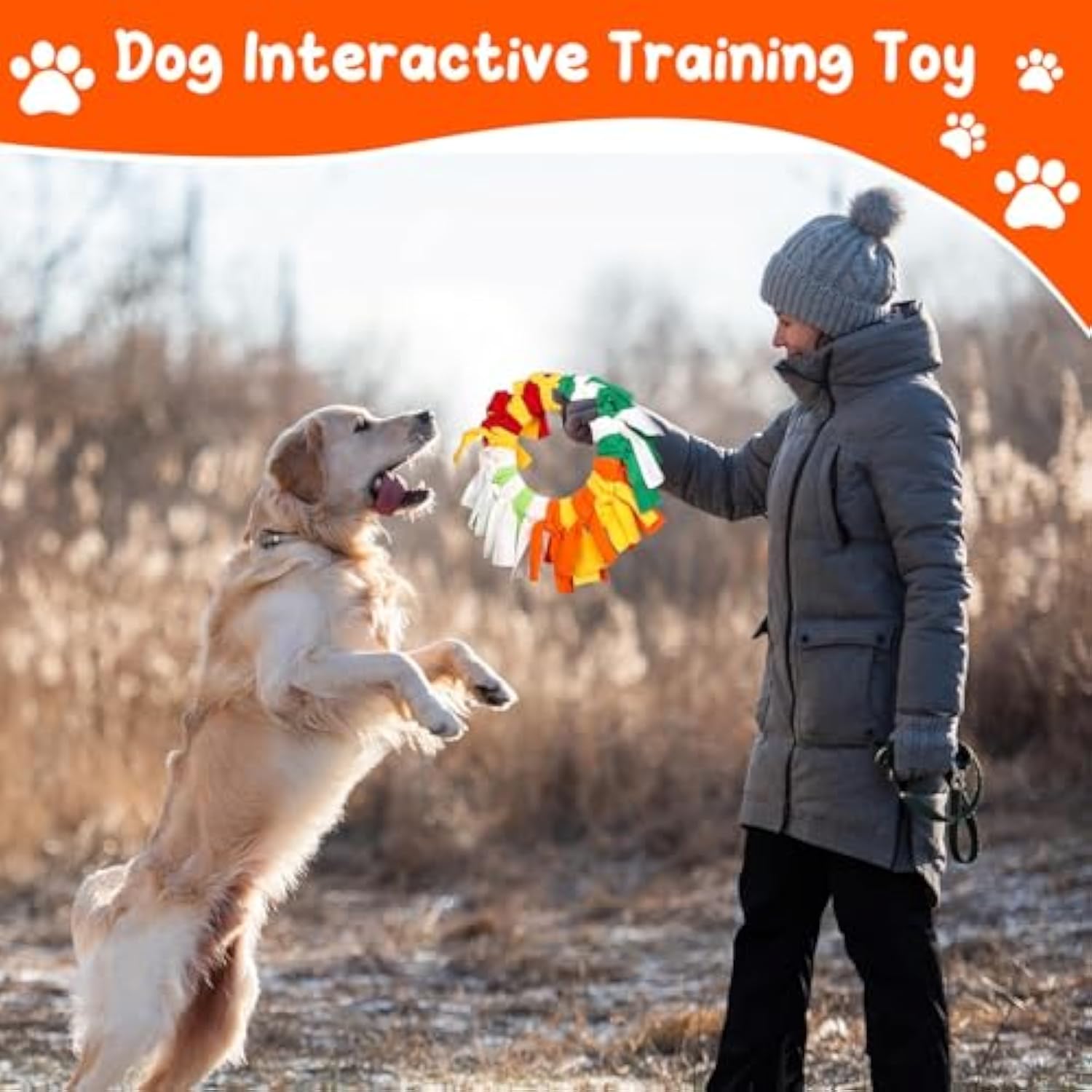 KFX-4964157 Rainbow Polar Fleece Flying Disc Dog Toy for Sniffing and Interactive Play