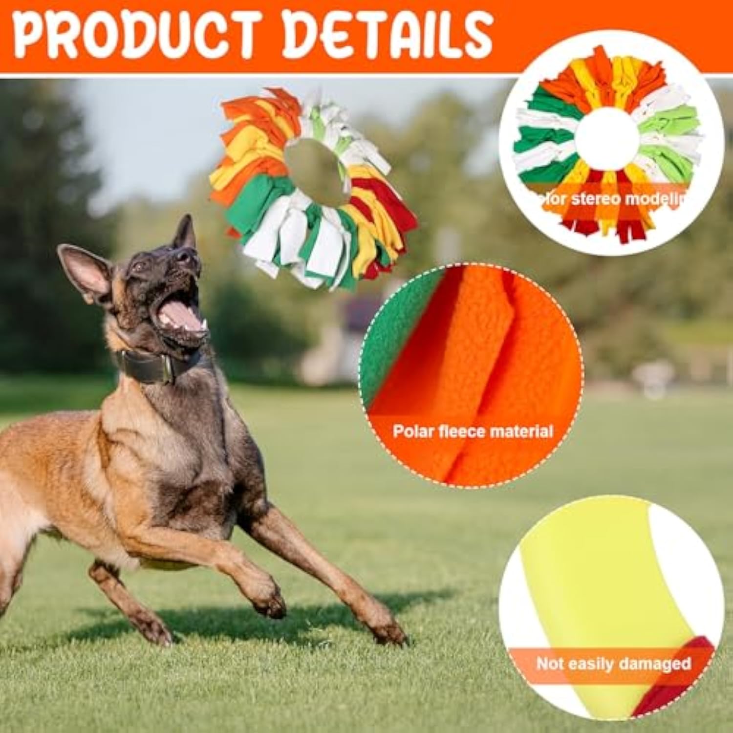 KFX-4964157 Rainbow Polar Fleece Flying Disc Dog Toy for Sniffing and Interactive Play