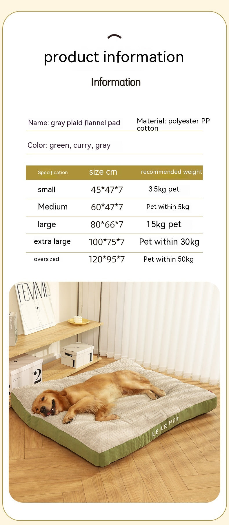 KFX-4964541 Universal Flannel Mattress for Dogs and Cats - Multi-Size Options Available