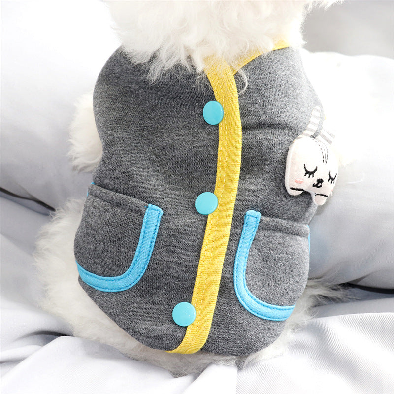 KFX-4965053 Cute Rabbit Cardigan Sweater for Dogs - Cotton Casual Pet Apparel, Sizes S-XXL